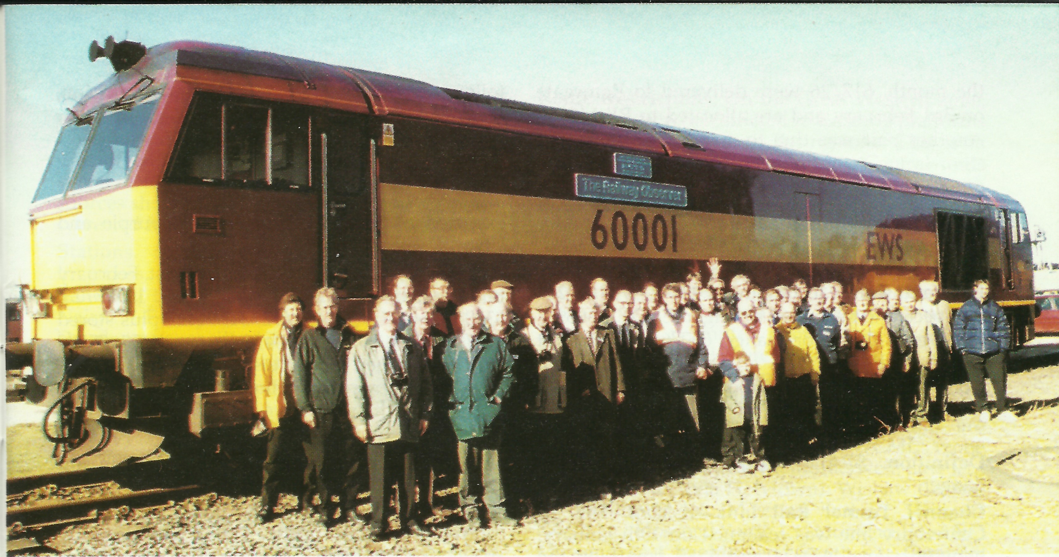 60001 The Railway Observer at the ceremony held at Toton on 23rd February 2001. Brian Morrison
Each of the Society’s Branches was invited to send a representative to the naming ceremony; 18 were able to do so along with some members of the Management Committee.

