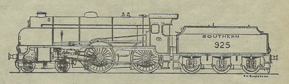 Line drawing of 925 Cheltenham by R.K. Richardson
This first appeared on the front cover of The Railway Observer (RO) in January 1936 and was used in this form until December 1949, except for some years during World War II when there was paper shortage.